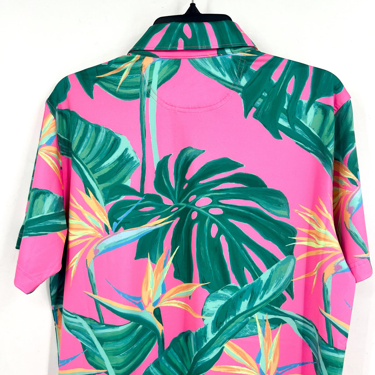 CHUBBIES Mens Performance Polo Shirt XL Pink Green Birds Paradise SS NWT