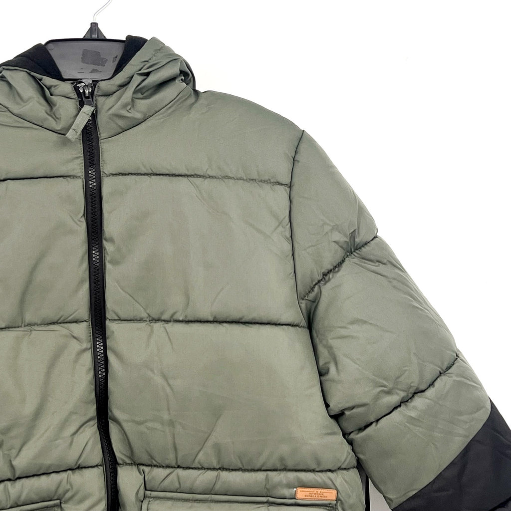 IXTREME Boy's Hooded Colorblock Puffer Winter Coat XL 14/16 Green Black NWT