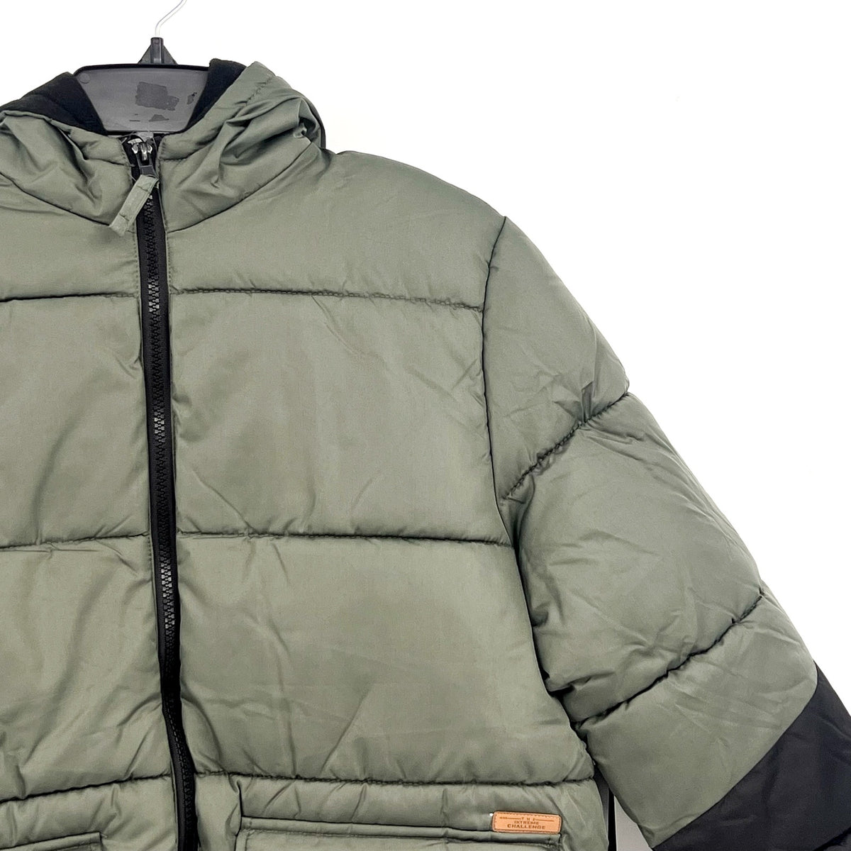 IXTREME Boy's Hooded Colorblock Puffer Winter Coat XL 14/16 Green Black NWT