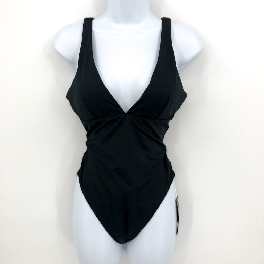 SEAFOLLY COLLECTIVE Women's V Neck One Piece Swimsuit Size 8 Black NWT