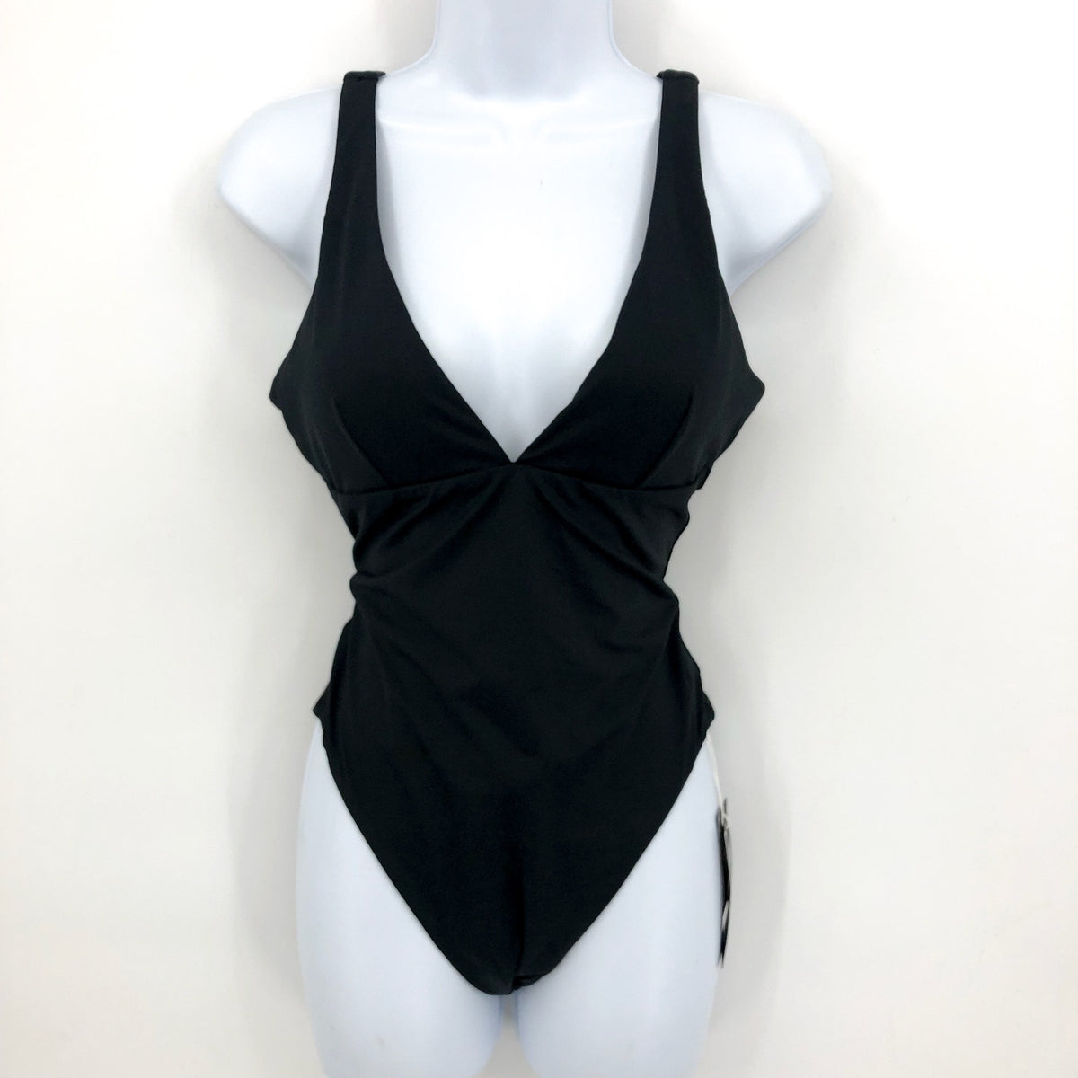 SEAFOLLY COLLECTIVE Women's V Neck One Piece Swimsuit Size 8 Black NWT