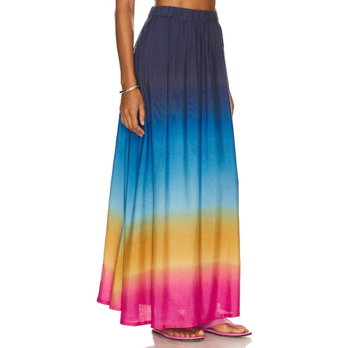 BEACH RIOT Women's Larissa Maxi Skirt Large Blue Ocean Sunset Boho Ombre NWT