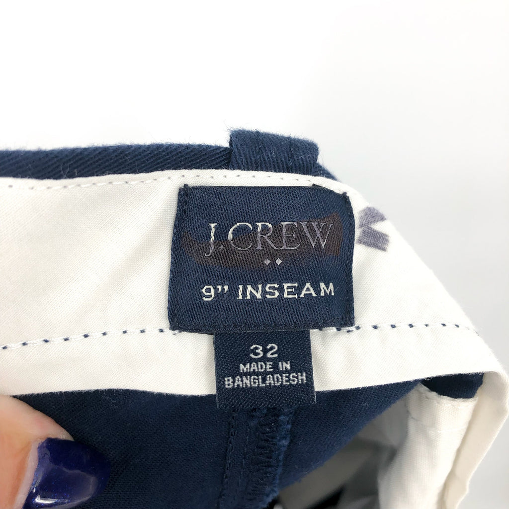 J.CREW Men's 9" Flex Chino Short Size 32 Navy Blue Flat Front Stretch H5020 NWOT