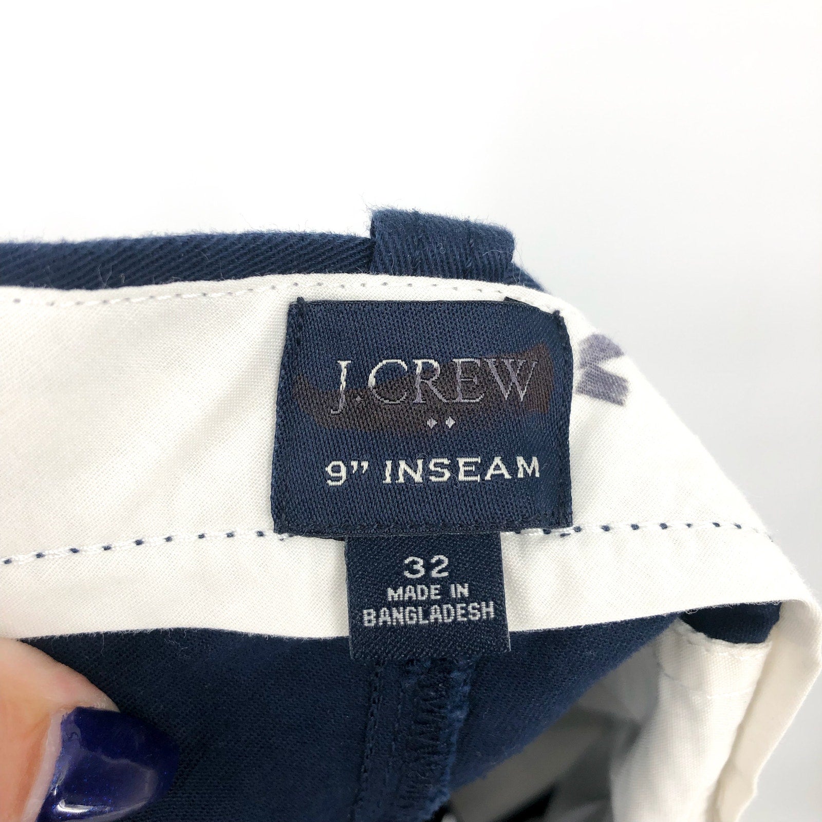 J.CREW Men's 9" Flex Chino Short Size 32 Navy Blue Flat Front Stretch H5020 NWOT