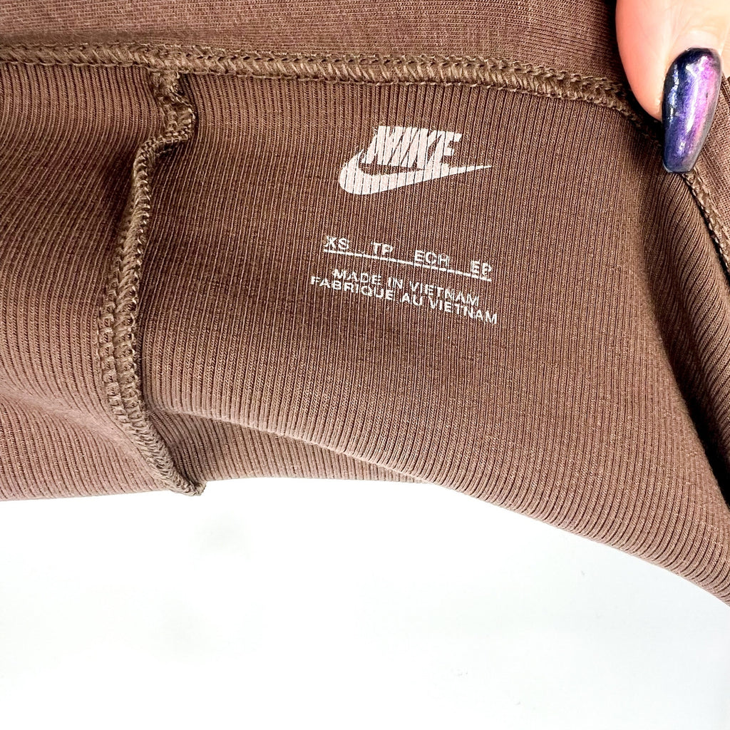 NIKE Women's Sportswear Chill Knit Mini Cami Dress XS Brown Ribbed NWT