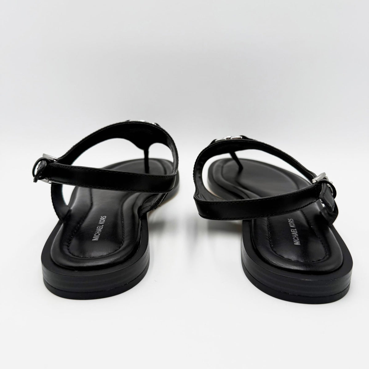 Michael Kors Womens Mandy Leather Thong Sandals Size 12 Black Slingback NIB