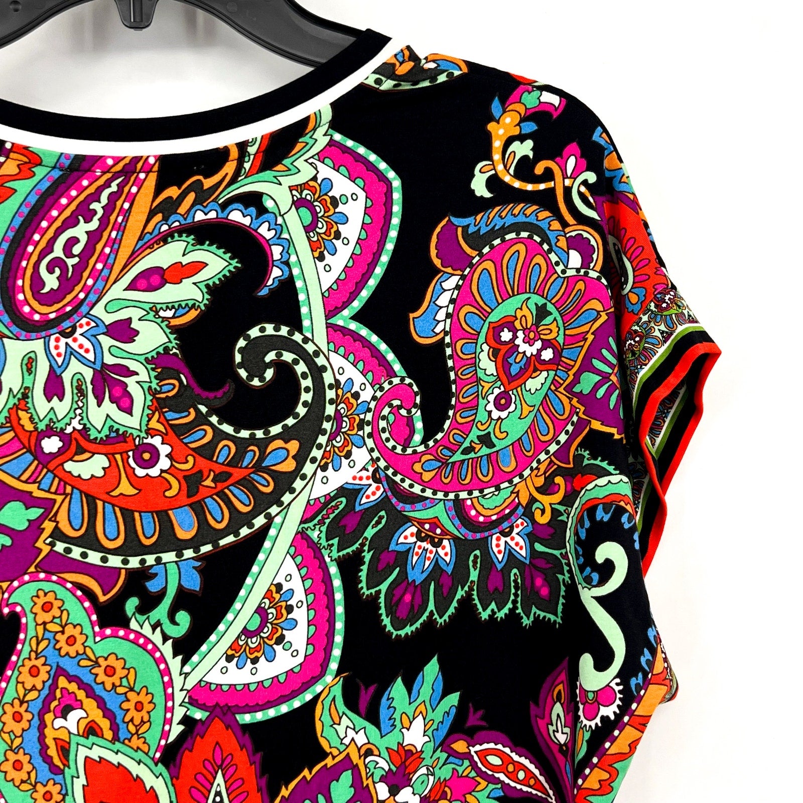 JOHNNY WAS Women's The Janie Favorite Relaxed Tee Medium Black Multi Print NWT