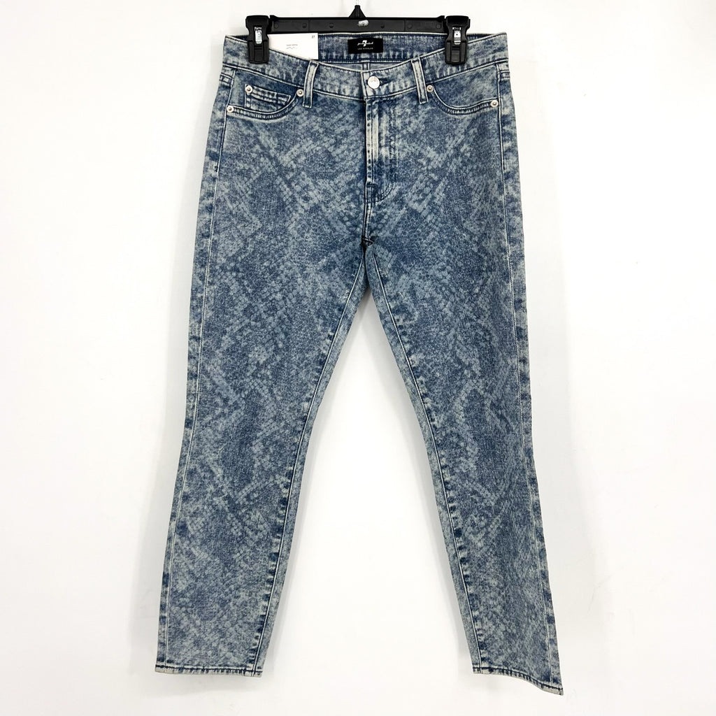 7 FOR ALL MANKIND Ankle Super Skinny Jeans Size 27 US 4 Blue Snake Acid Wash NWT