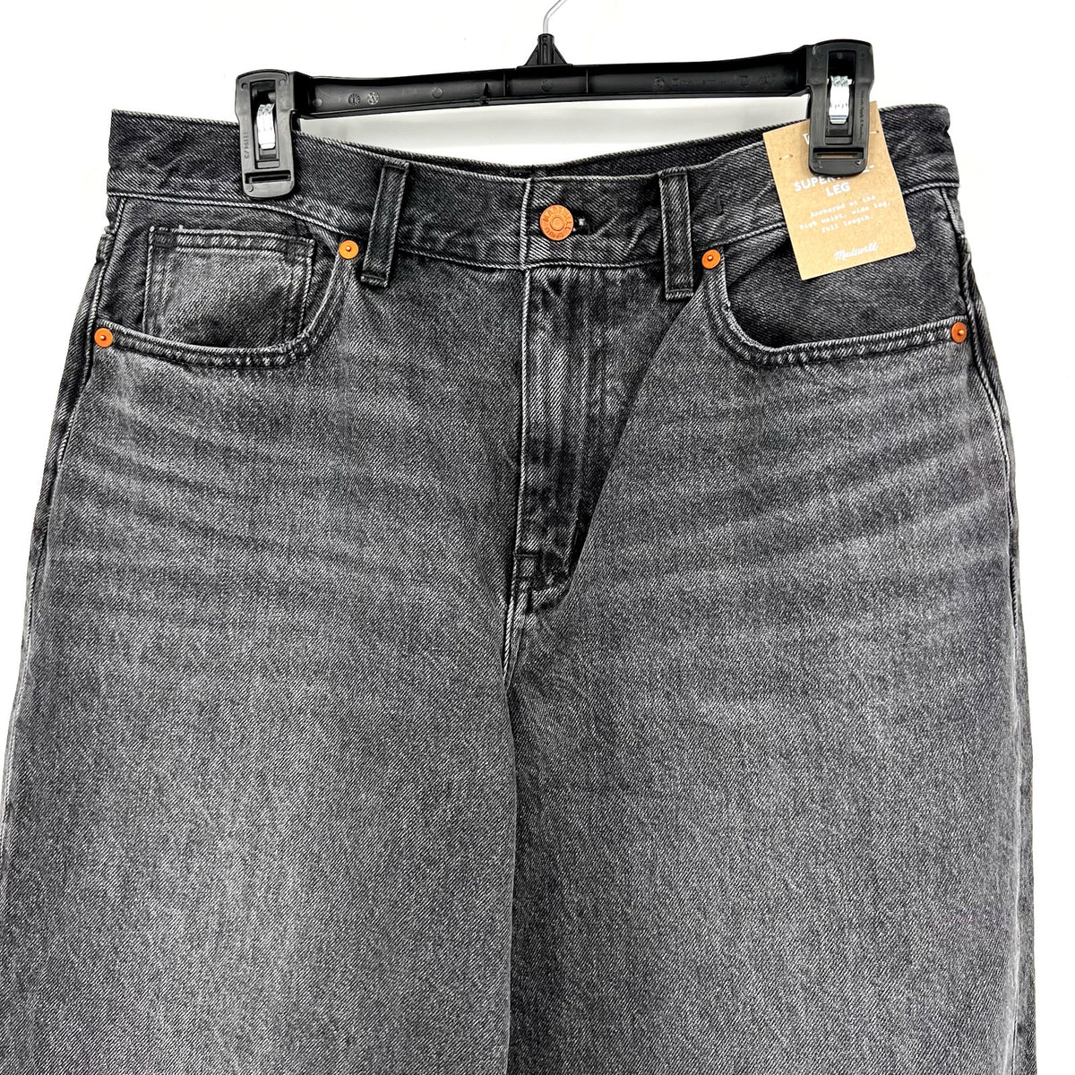 MADEWELL Women's Superwide-Leg Jeans Size 29 US 8 Black Kingswood Wash NR481 NWT