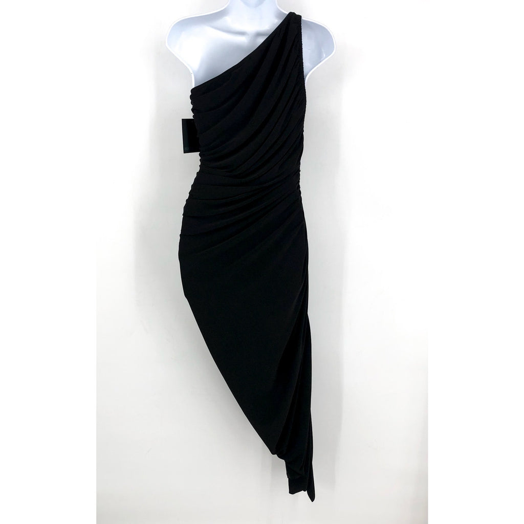 NORMA KAMALI Women's One Shoulder Diana Dress XS Black Asymmetric NWT