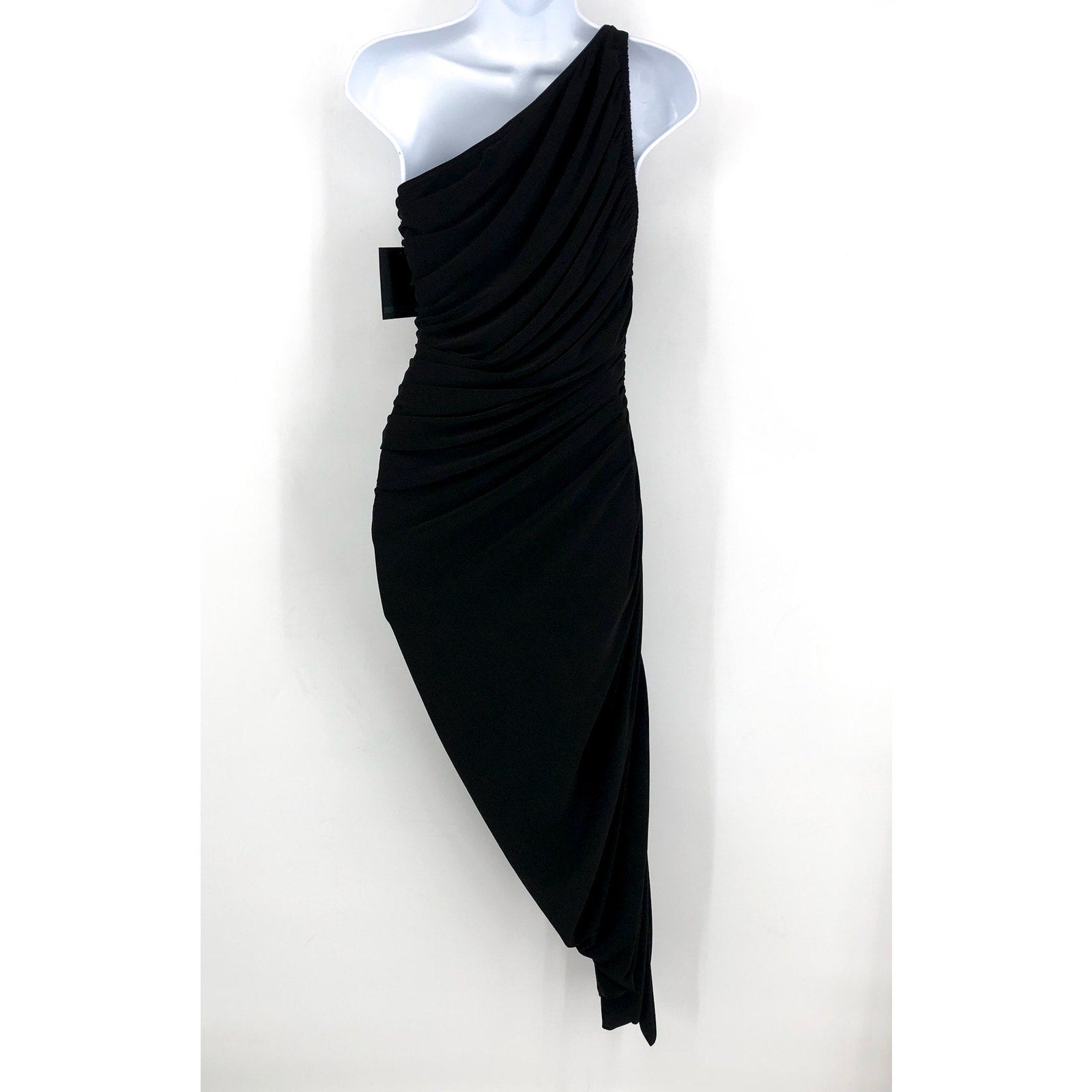 NORMA KAMALI Women's One Shoulder Diana Dress XS Black Asymmetric NWT