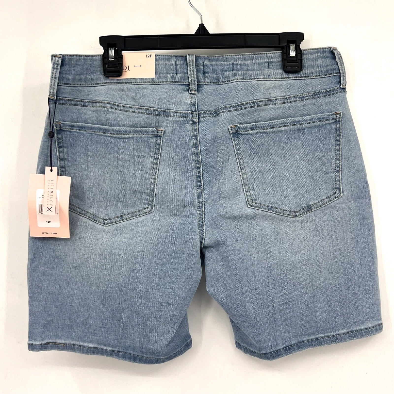 NYDJ Womens Ella Denim Shorts Size 12 PETITE Light Blue Poetry 8" Inseam NWT