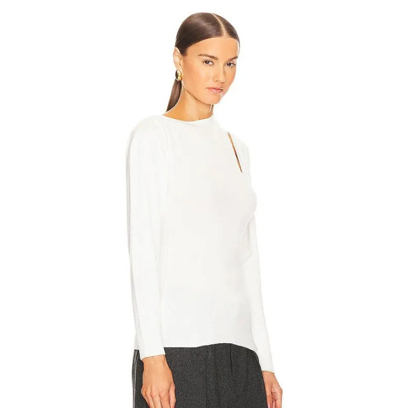 BCBGENERATION Women's Cutout Sweater Small White Marshmallow Small NWT