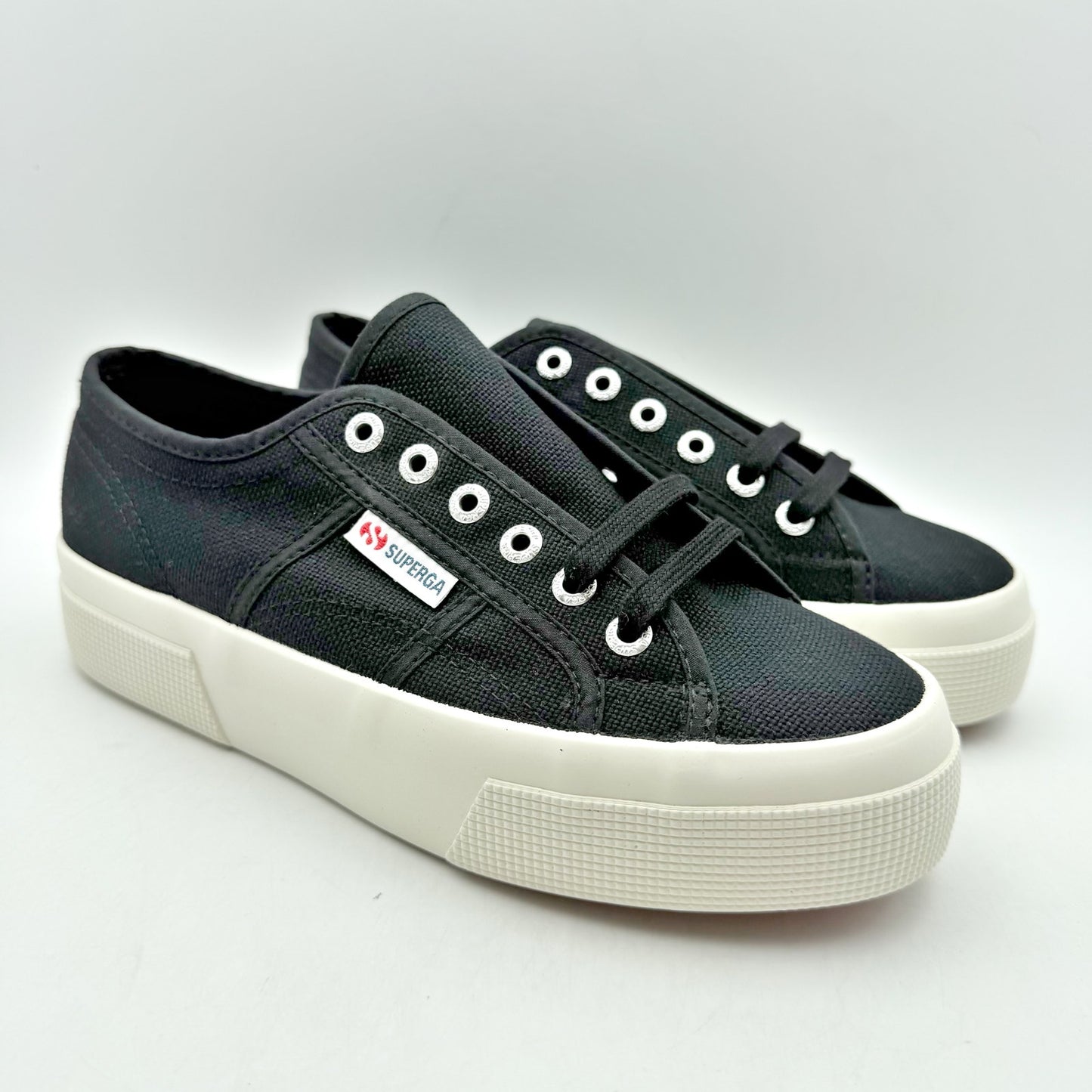 Superga Womens 2740 Platform Sneakers EU 38 US 7.5 Black Canvas NIB