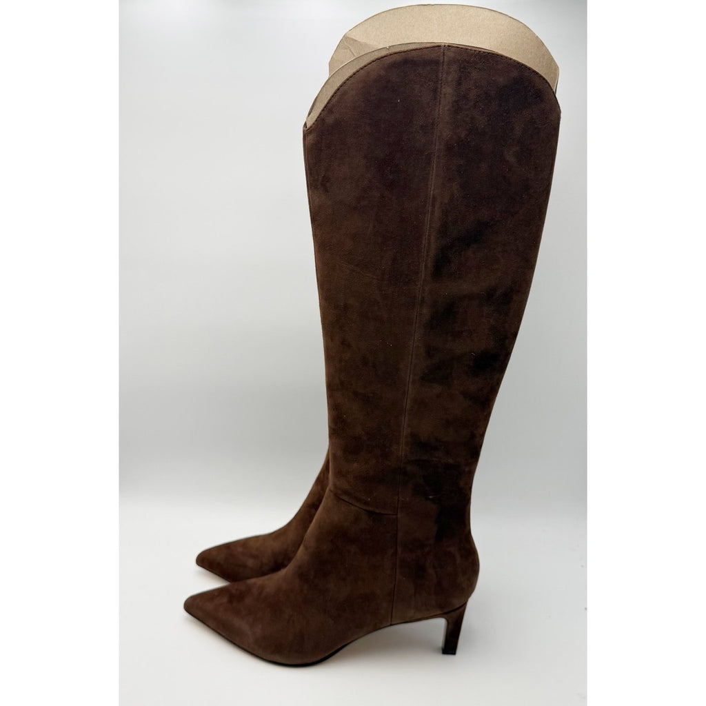 Marc Fisher Womens LTD Quinnie Knee High Boots US 8.5 M Brown Suede NIB
