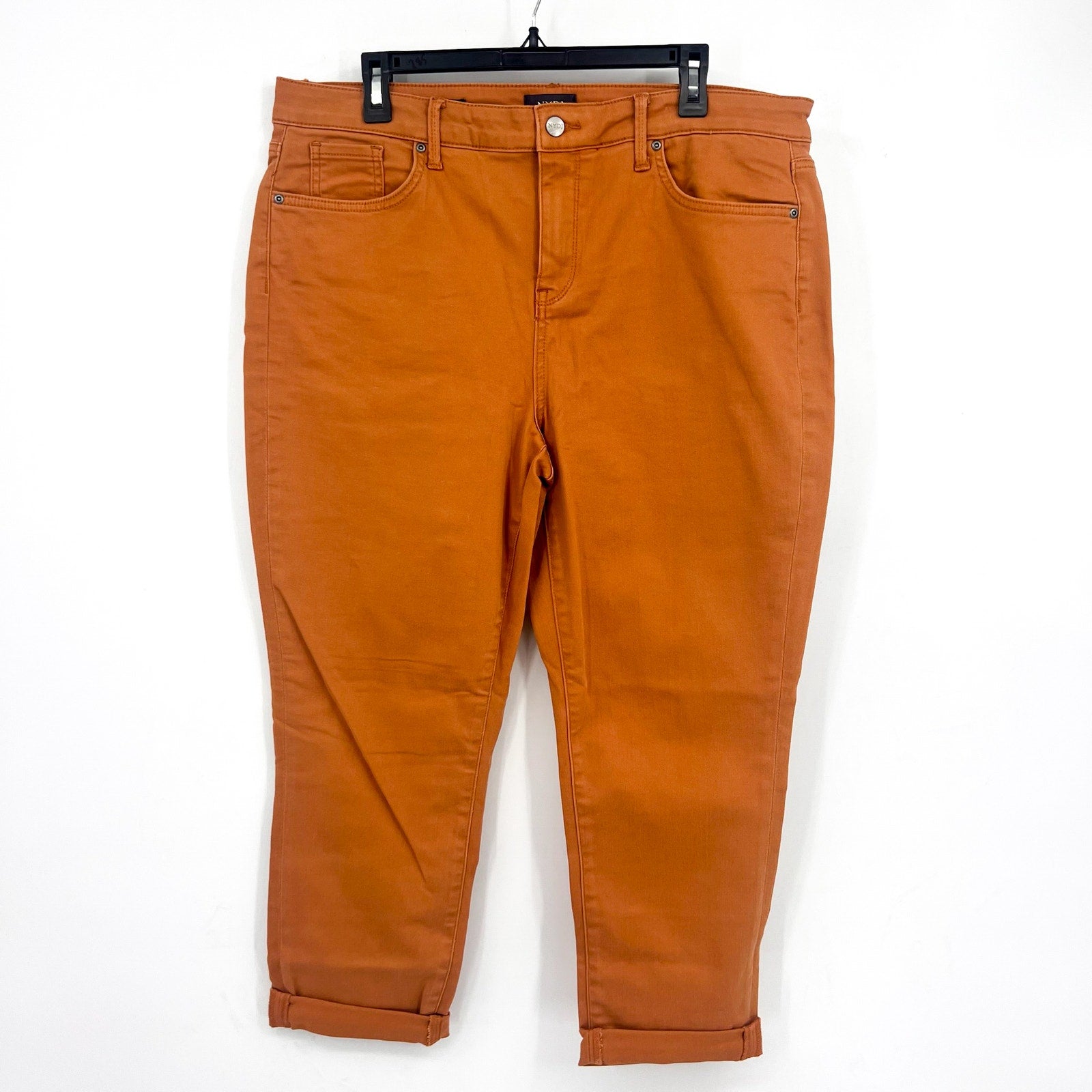 NYDJ Womens Margot Girlfriend Jeans Size 16 PETITE Rust Brown Straight Leg NWOT