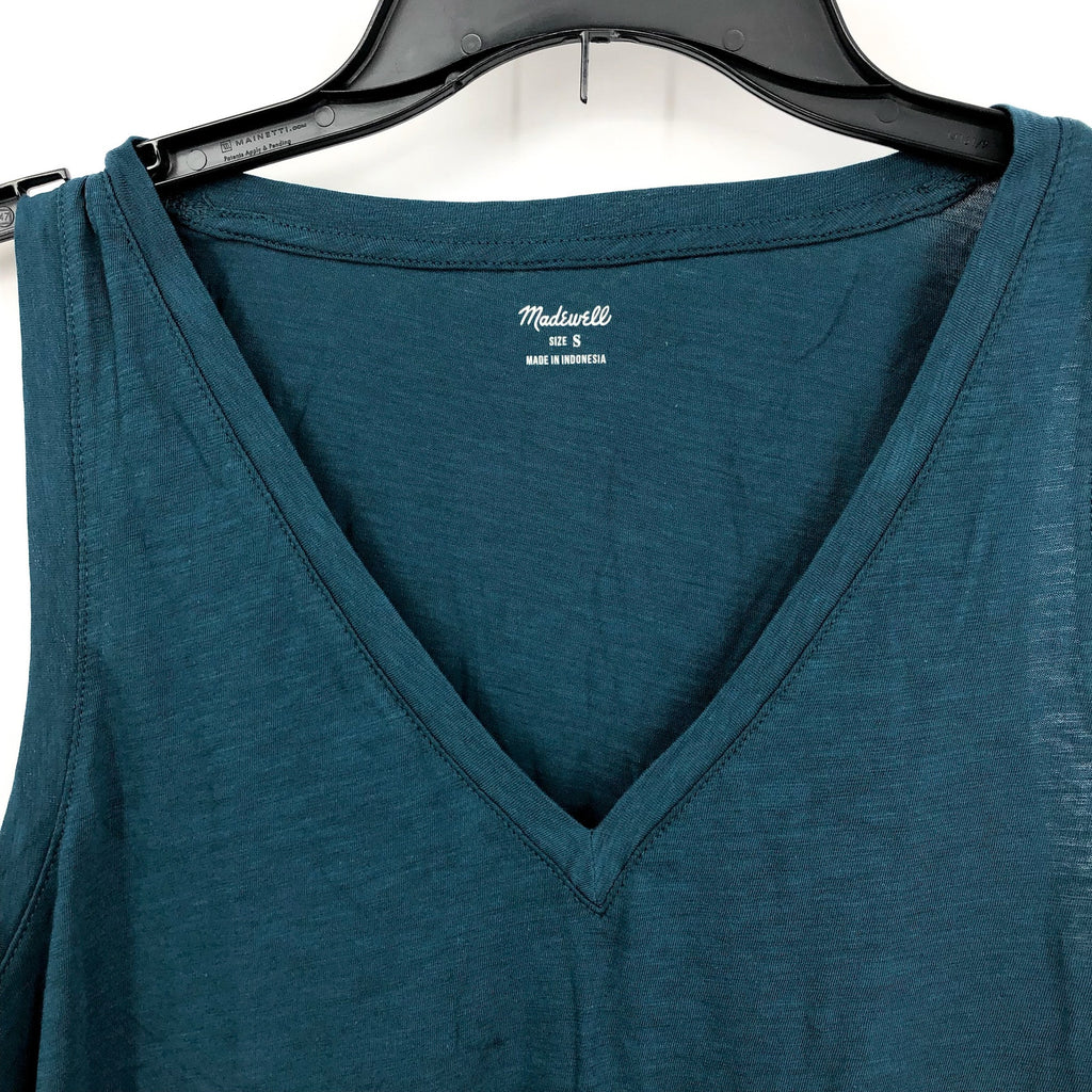 MADEWELL Women's Whisper Cotton V Neck Tank Top Small Mineral Blue NWT MD045