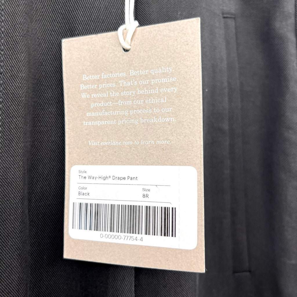 Everlane Womens The Way-High Drape Pant Size 8 Black 31" INSEAM Pleated NWT