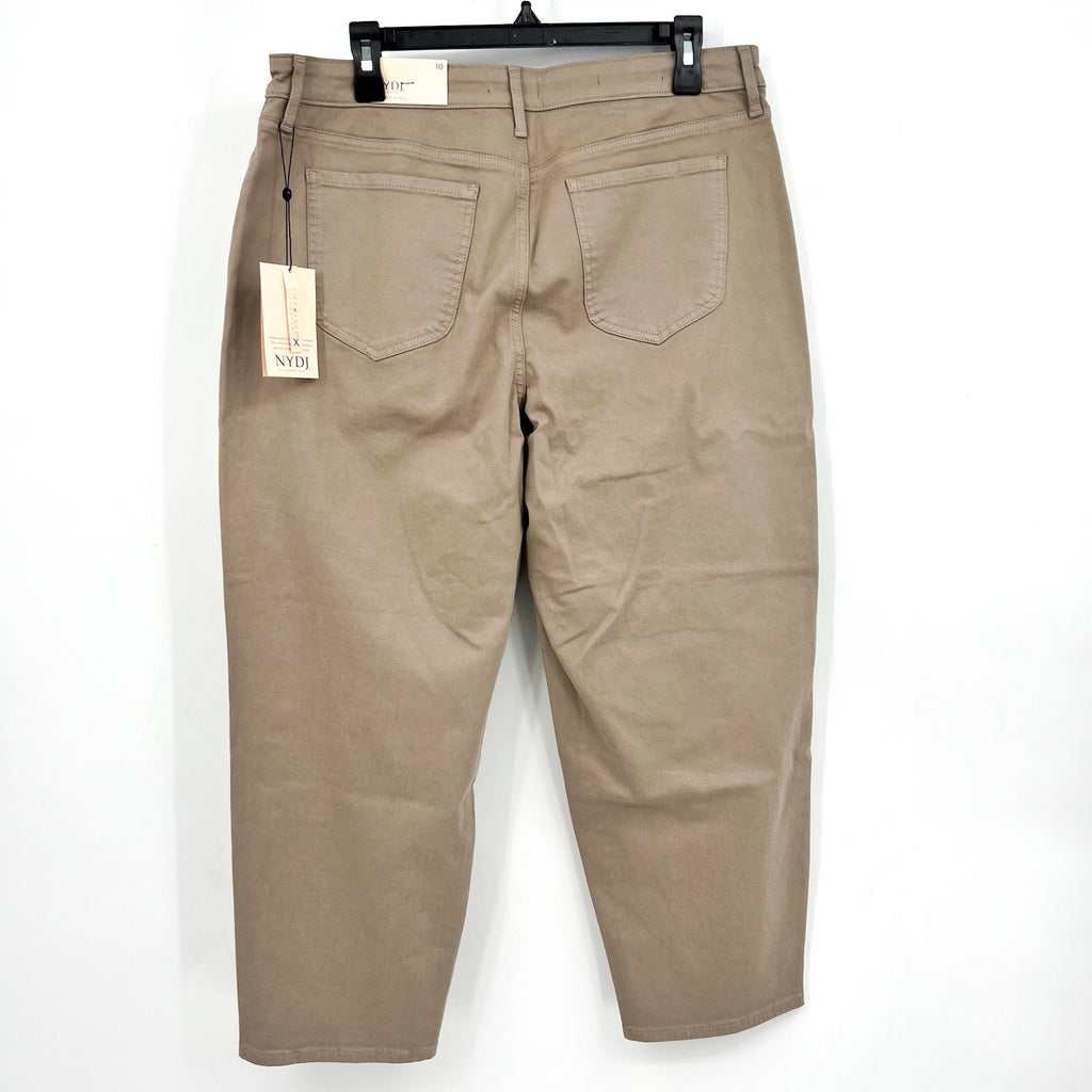 NYDJ Womens Relaxed Crop Straight Leg Jeans Size 10 Beige Tan Utility Pocket NWT