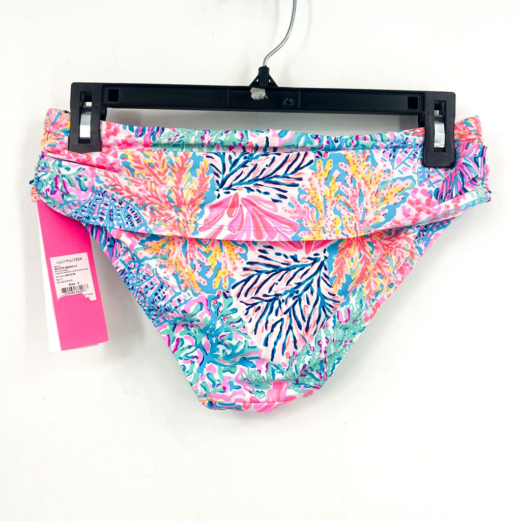 LILLY PULITZER Lagoon Sarong Hipster Bikini Bottom Size 2 Blue Splashdance NWT