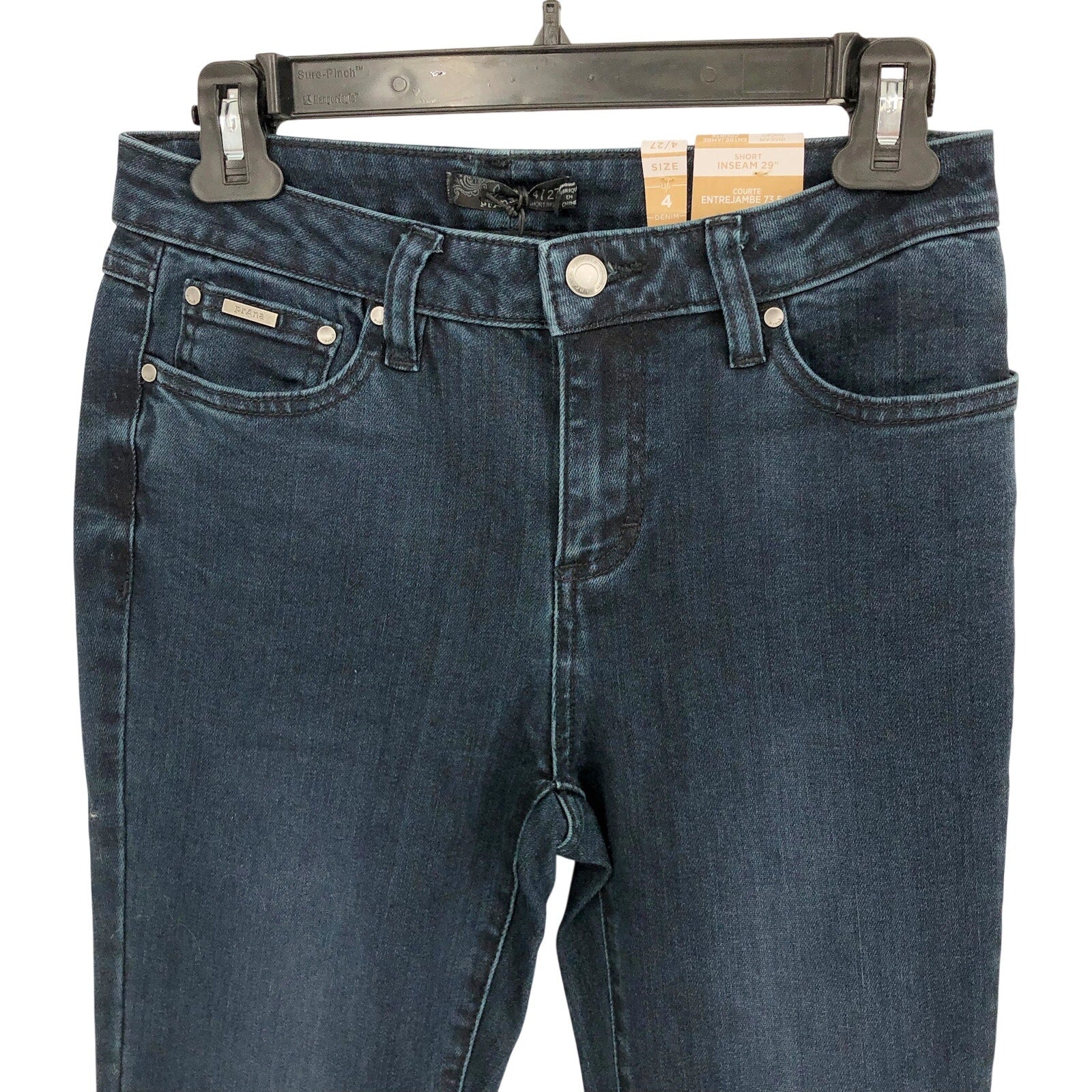 Prana Womens Sienna Skinny Jeans 27x28 US 4 Deep Blue Stretch Denim Mid Rise NWT