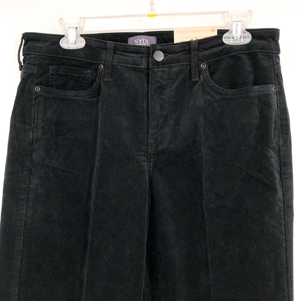 NYDJ Women's Teresa Wide Leg Trouser Pants Size 10 Black Corduroy Stretch NWT