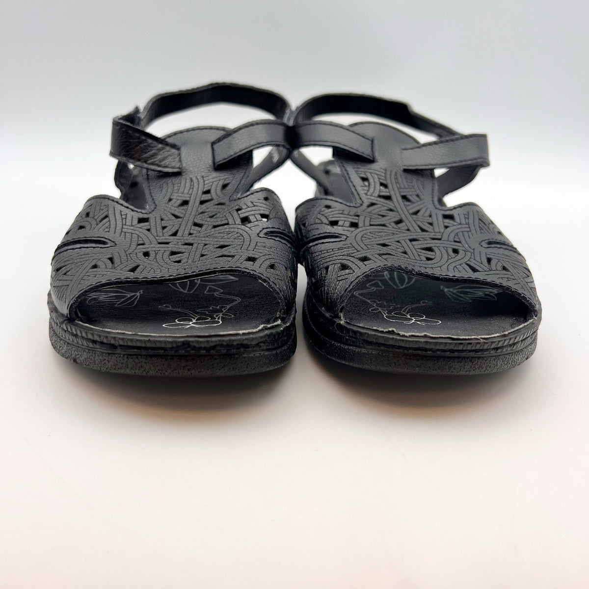 Spring Step Womens Hermila Sandals EU 37 US 6.5-7 Black Faux Leather NWOB