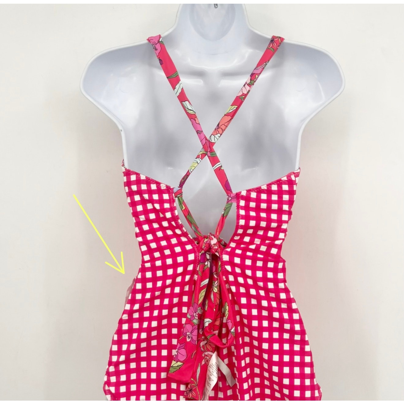 TOMMY BAHAMA Reversible One Piece Swimsuit Size 14 Pink Floral Gingham NWT