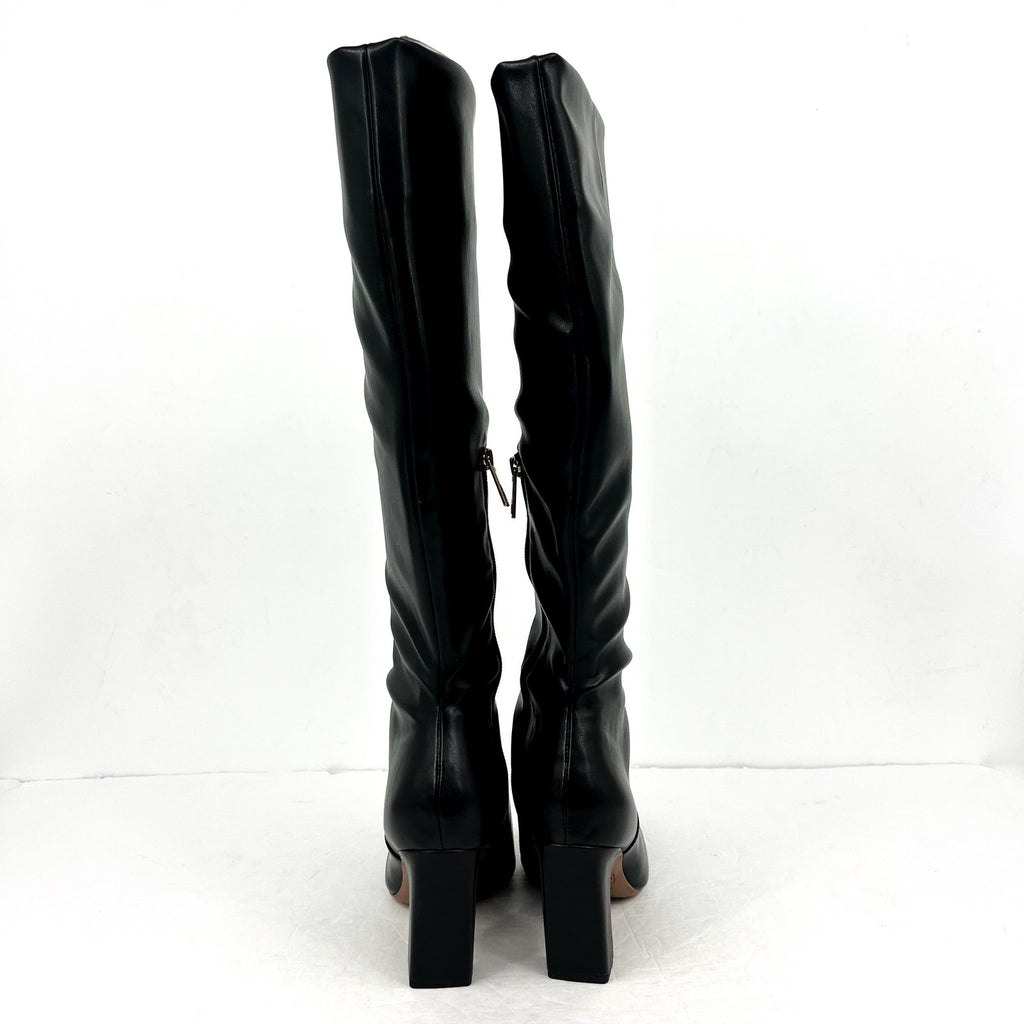 Franco Sarto Womens Bowman Knee High Boots Size 9M Black Faux Leather NWOB