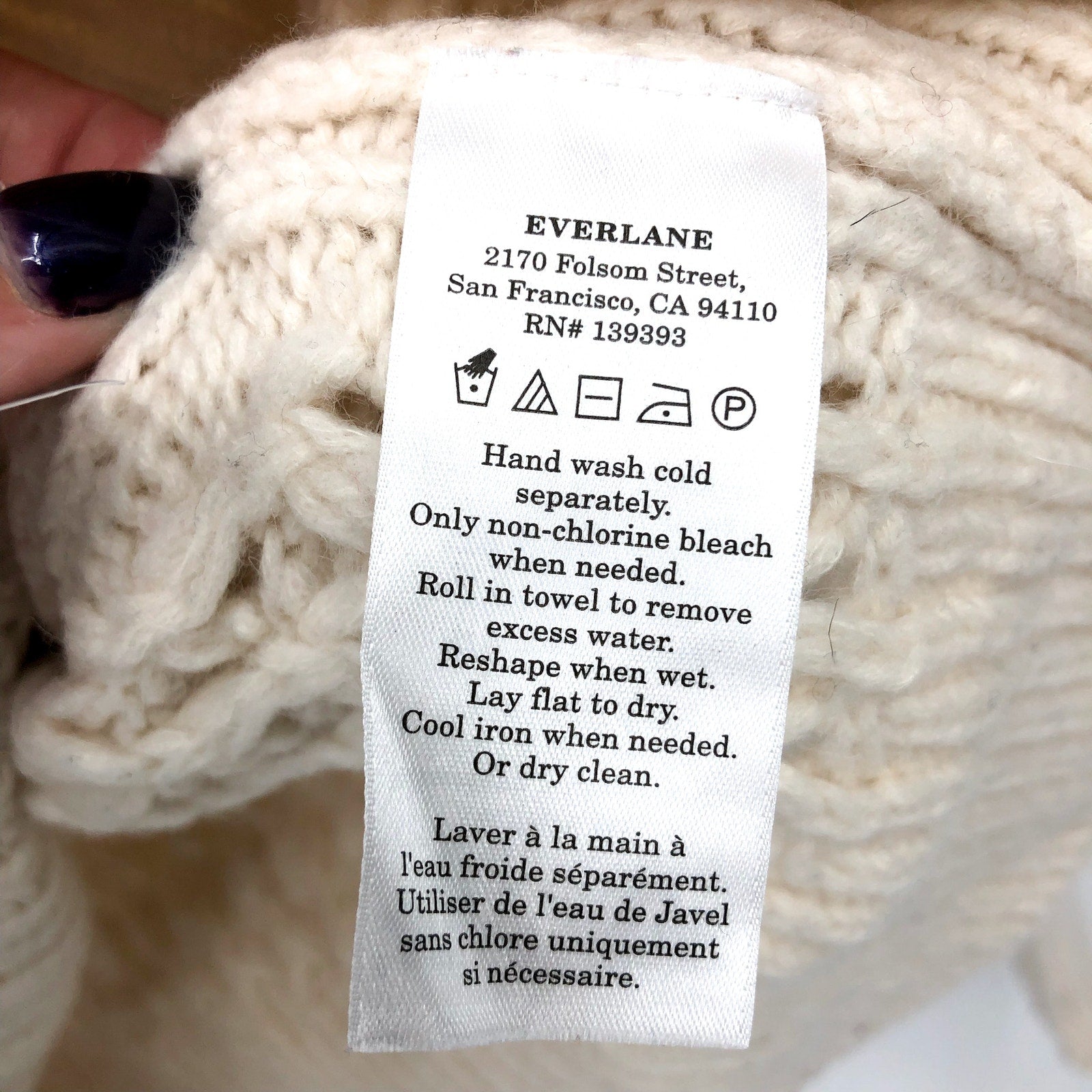 Everlane Womens Cloud Oversized Crew Sweater Small Cream Bone Textured Knit NWOT