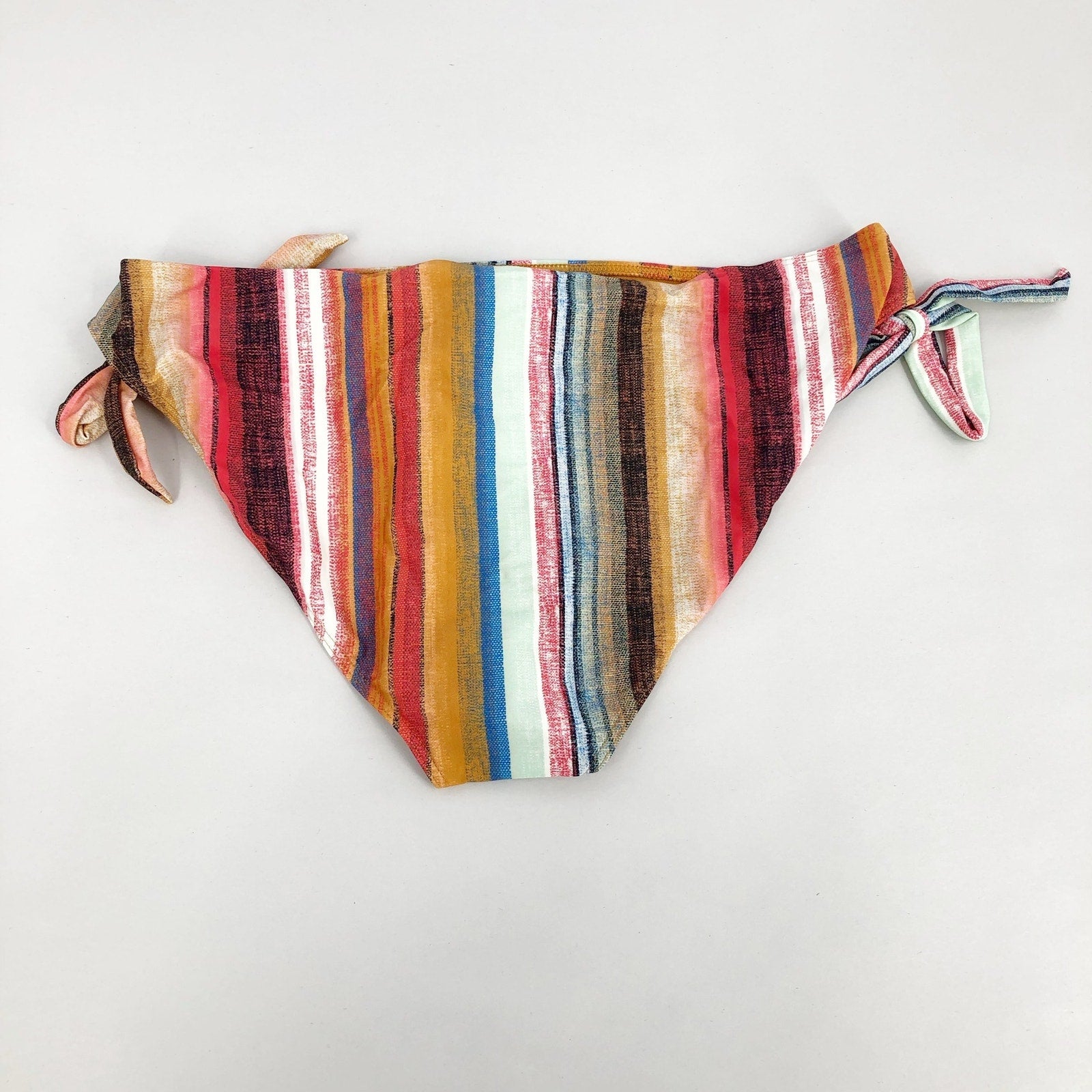 PRANA Women's Atalia Bikini Bottom Large Multi Baja Stripe Side Tie NWT