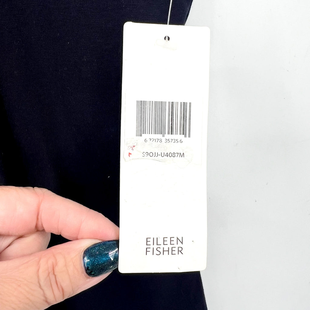 EILEEN FISHER Womens Organic Cotton Stretch Jersey Tank Small Dark Navy Blue NWT