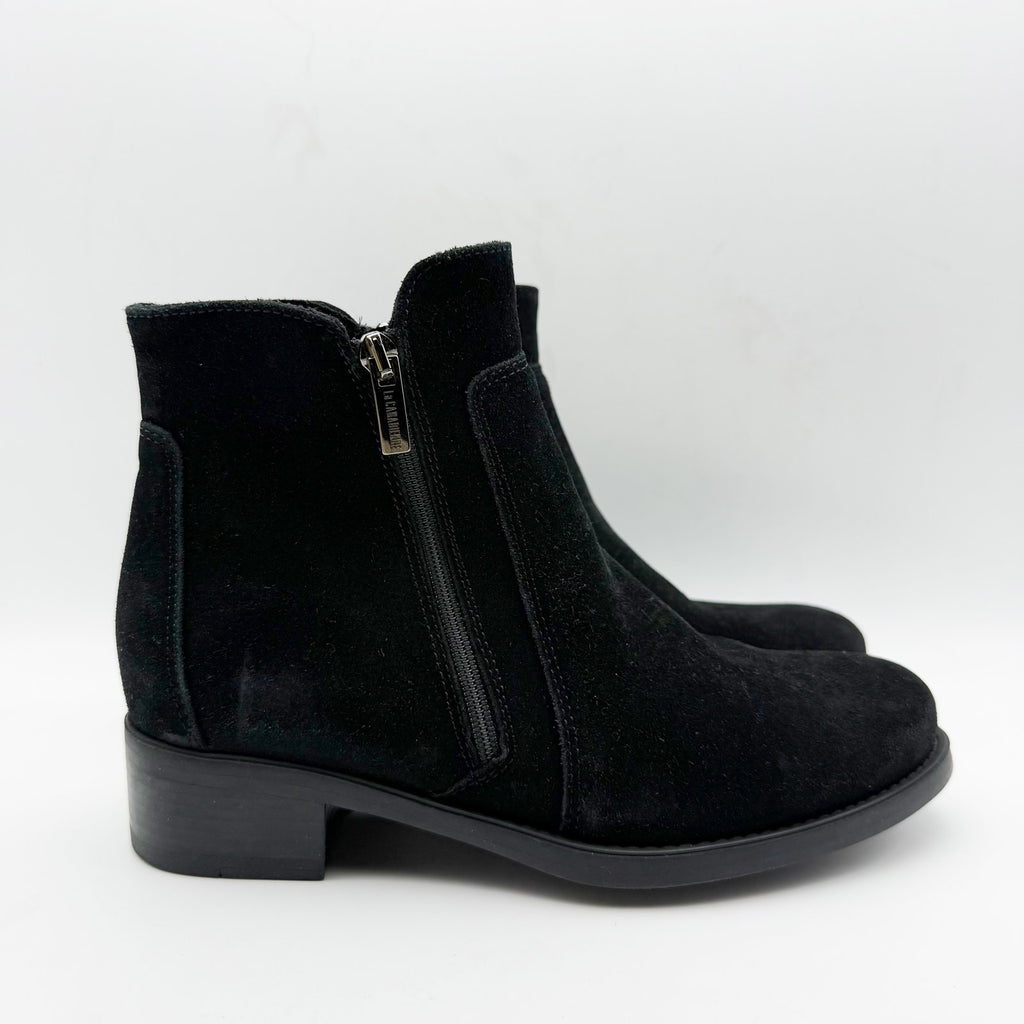 La Canadienne Womens Saria Booties US 6.5 Black Suede Waterproof Dual Zip NWOB