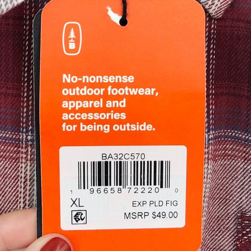 BASS OUTDOOR Men's Expedition Stretch Flannel Shirt XL Red White Plaid NWT
