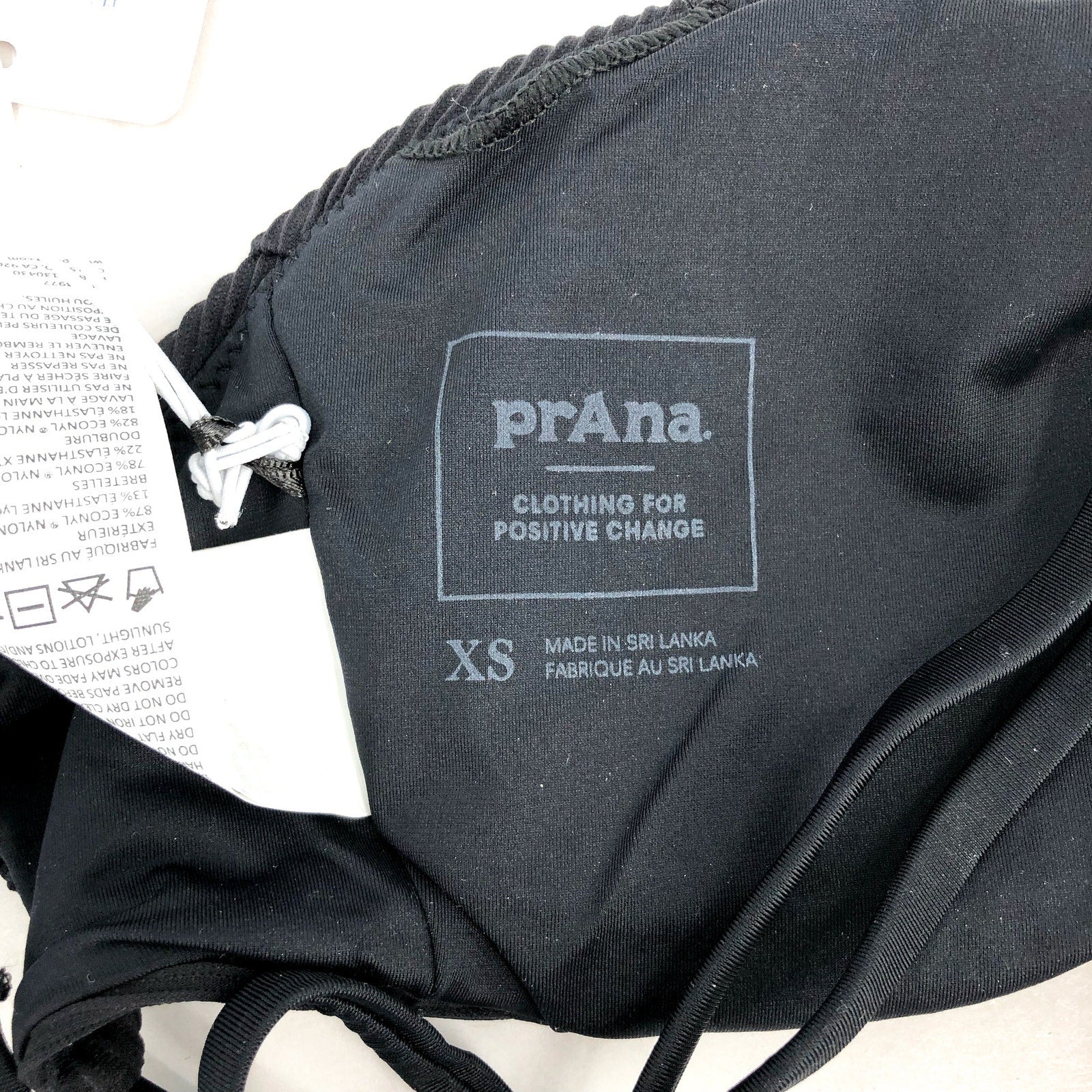 PRANA Women's Onyx Bay Bikini Top XS Black Ottoman High Neck Ribbed NWT