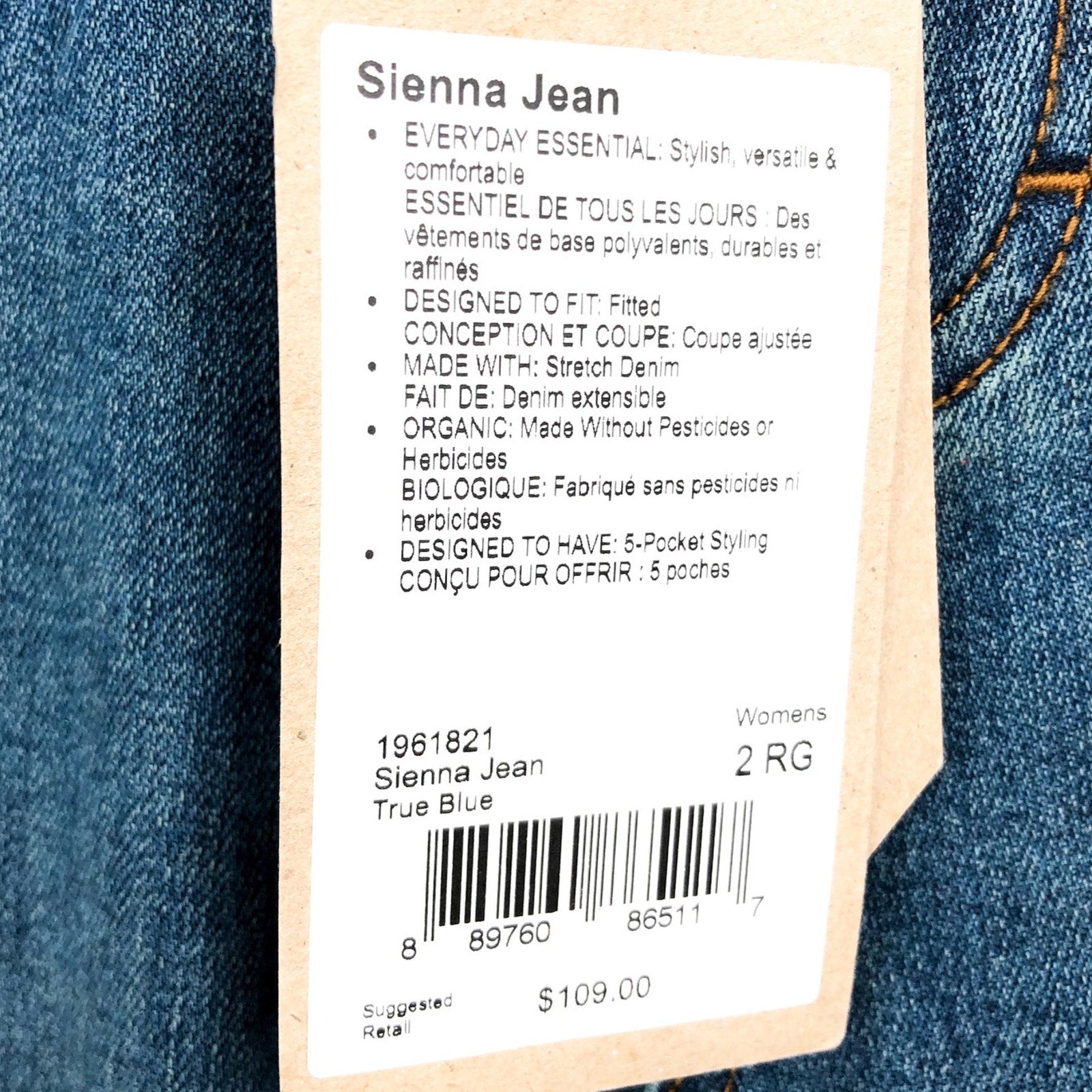 PRANA Womens Sienna Mid Rise Skinny Jeans 26x31 US 2 True Blue Stretch Denim NWT
