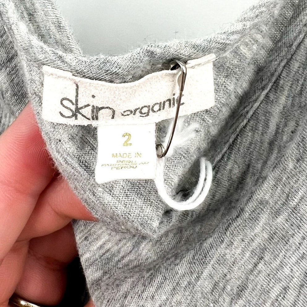 SKIN ORGANIC Womens Essential Camisole Tank Small Medium Heather Grey V Neck NWT