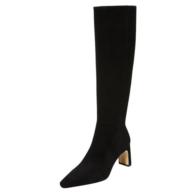SAM EDELMAN Womens Sylvia Knee High Boots Size 6.5 M Black Suede NIB