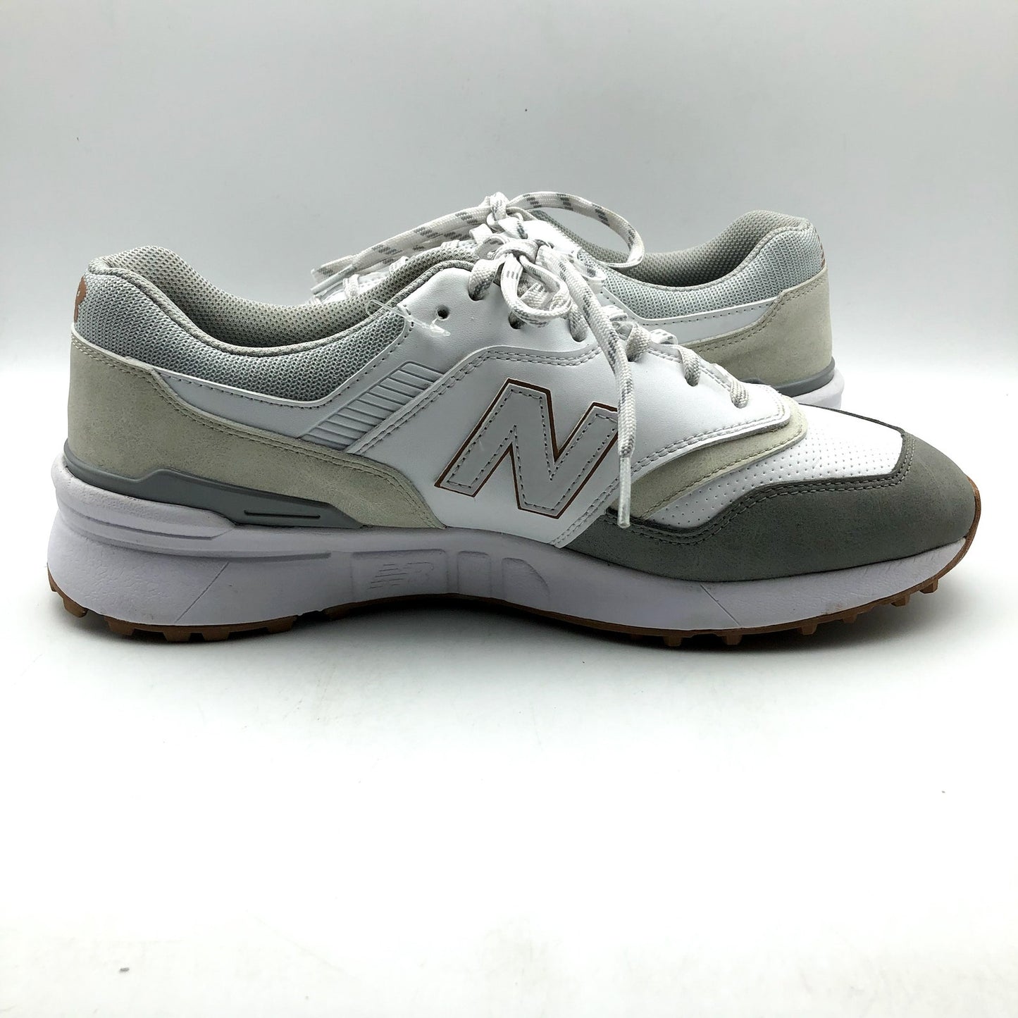 New Balance Mens 997 SL Golf Sneakers US 10.5 Wide White Leather Lace Up NIB