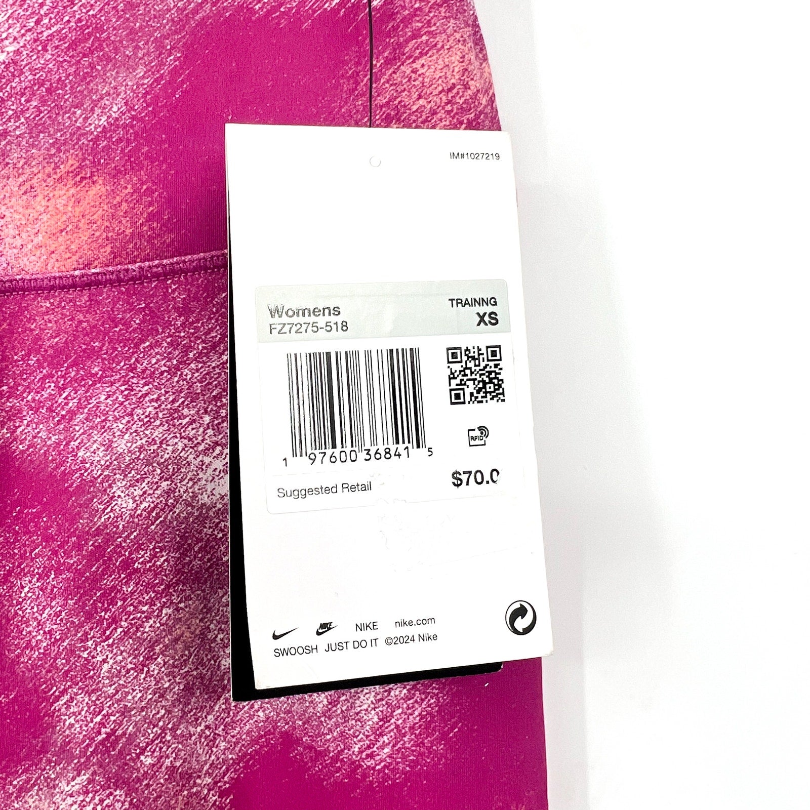 NIKE Women's High-Waisted 7/8 Leggings XS Pink Hot Fuchsia Print Athletic NWT