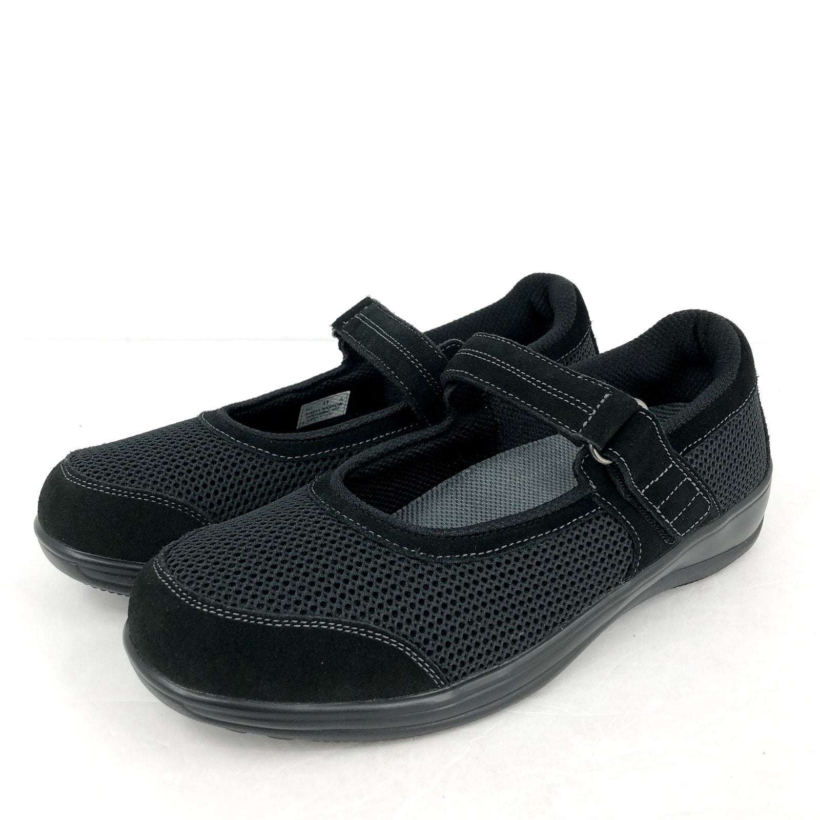 ORTHOFEET Womens Chattanooga Mary Jane Flat US 11 Narrow Black Suede NIB