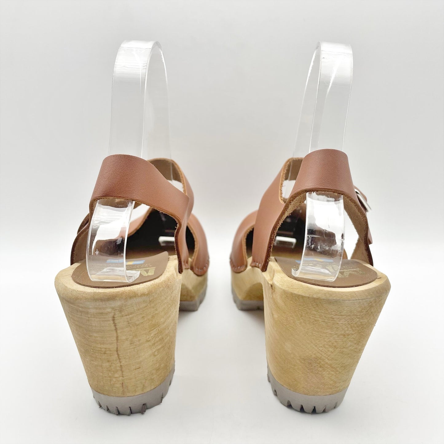 MIA Womens Abba Leather Clogs EU 38 US 8 M Brown Wooden Heel NWOB