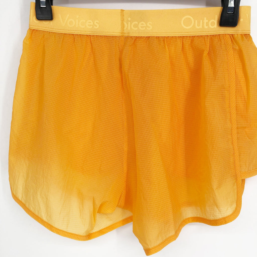 OUTDOOR VOICES Women's BreakLite 4" Shorts Medium Mango Yellow Lightweight NWT