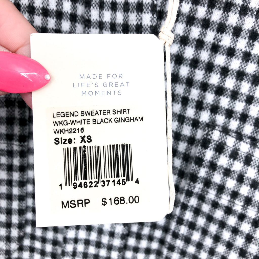 FAHERTY Men's Legend Sweater Shirt XS Black White Encinitas Gingham Check NWT