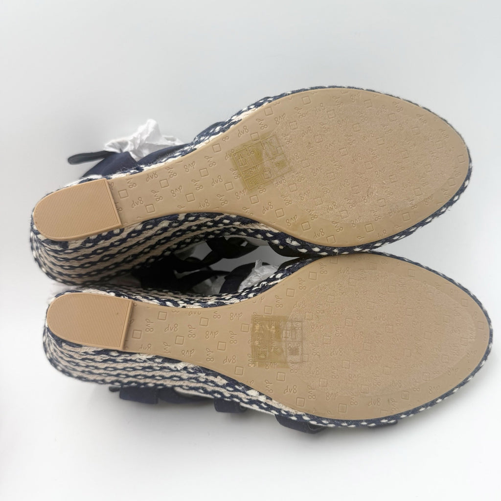 DOLCE Vita Womens DV8 Plume Wedge Sandals Size 9 Navy Blue Espadrille NWOB