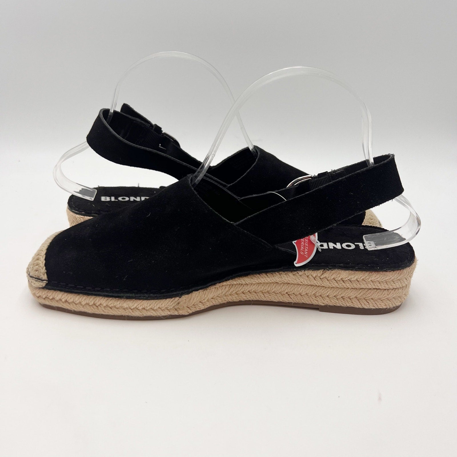 Blondo Womens Hiliana Slingback Espadrille Flats Size 7.5 M Black Suede NIB