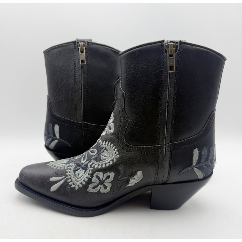 Diba True Women's Cains Ville Western Bootie Size 7M Black Charcoal Leather NWOB