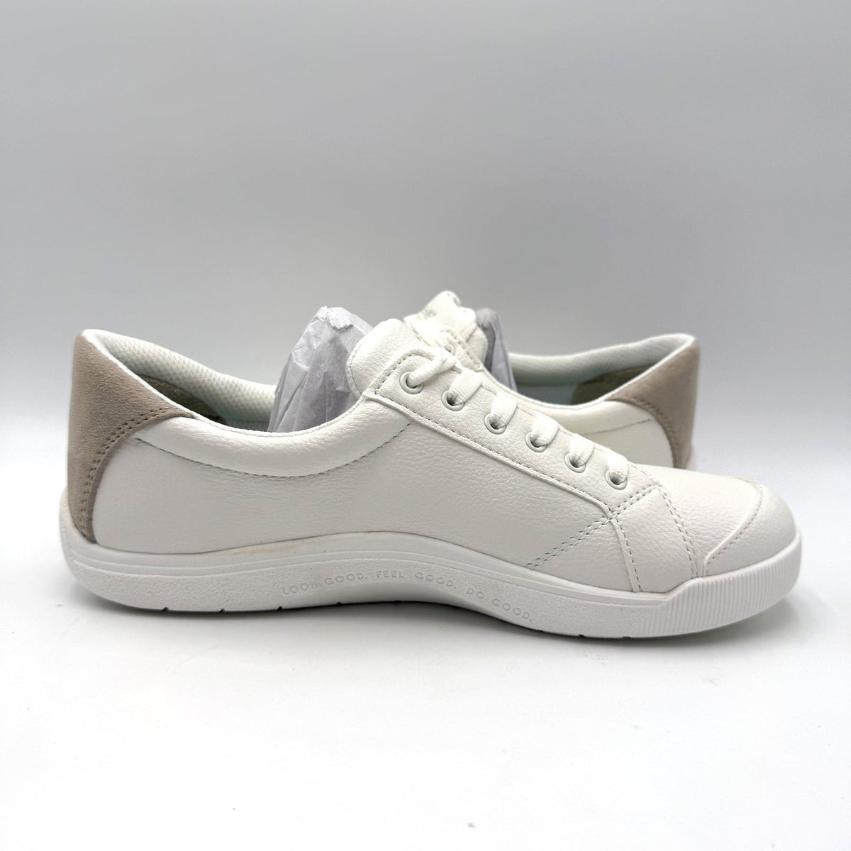 Dr. Scholl's Womens Be Bright Sneakers Size 8 Wide EU 38.5 White Oyster Grey NIB