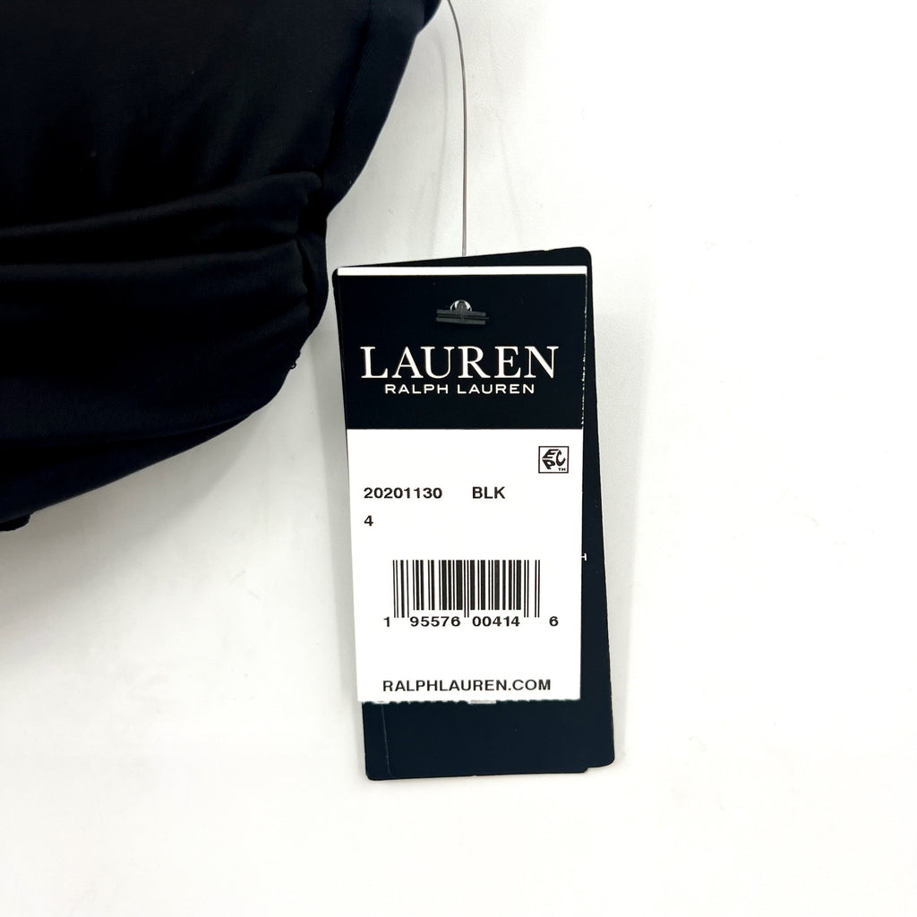 LAUREN RALPH LAUREN Double Strap Twist Bikini Top Size 4 Black Underwire NWT