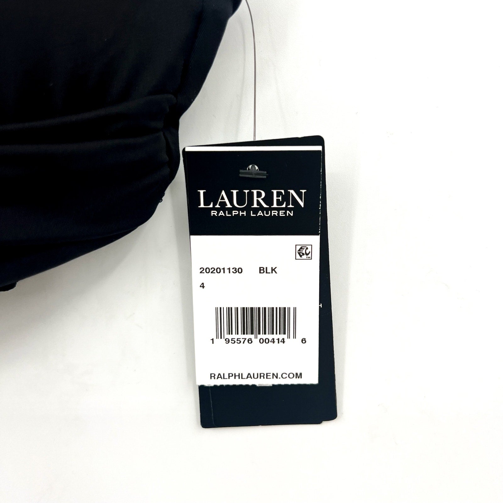 LAUREN RALPH LAUREN Double Strap Twist Bikini Top Size 4 Black Underwire NWT
